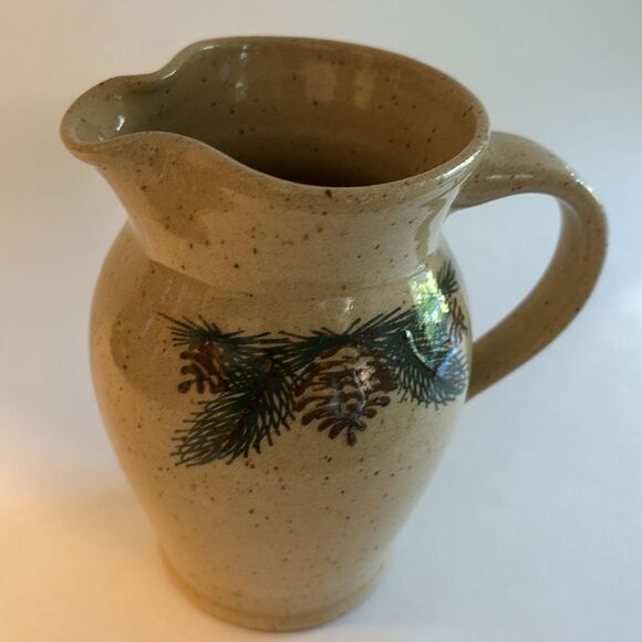 Boot Hill Pottery Pinecone Jug Vase Signed Country Christmas Rustic Decor 6” - Picture 3 of 10